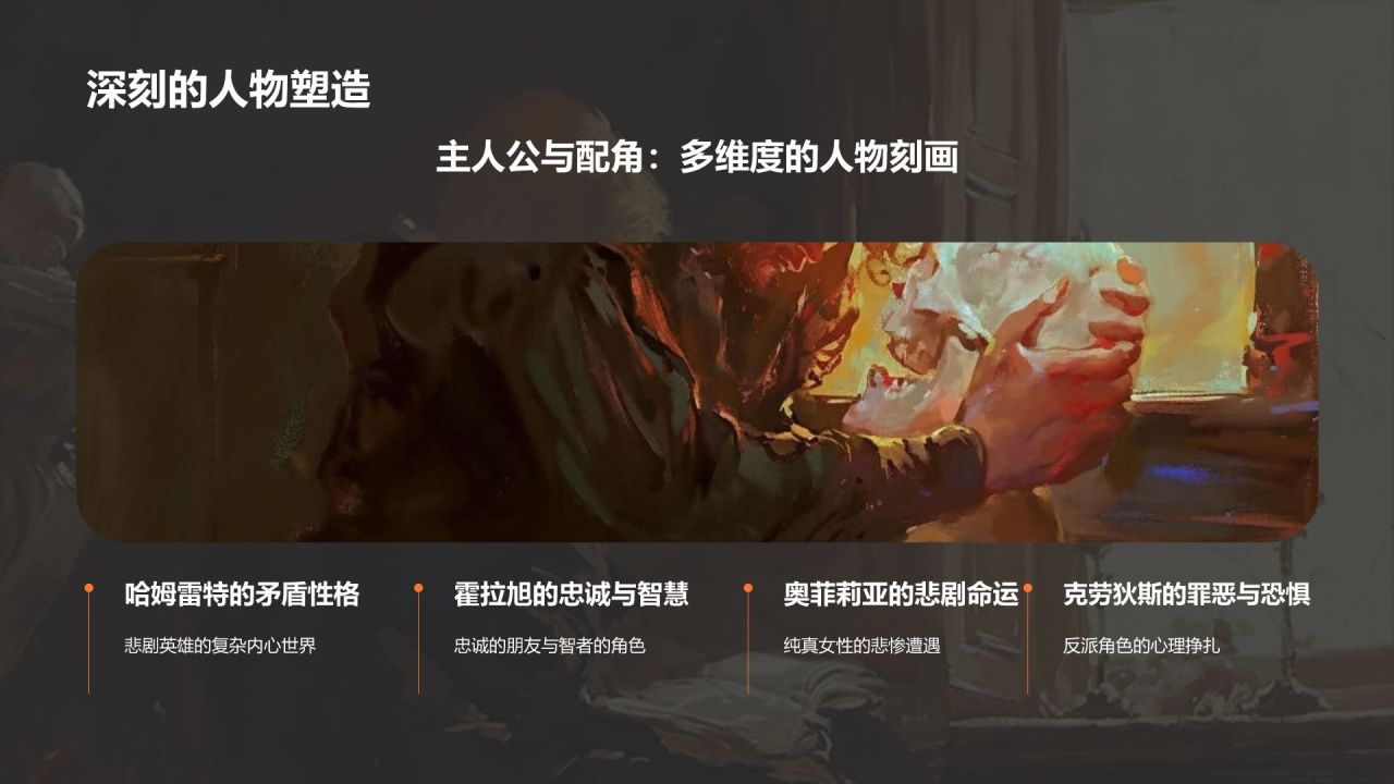 橙色插画风《哈姆雷特》读书笔记PPT模板