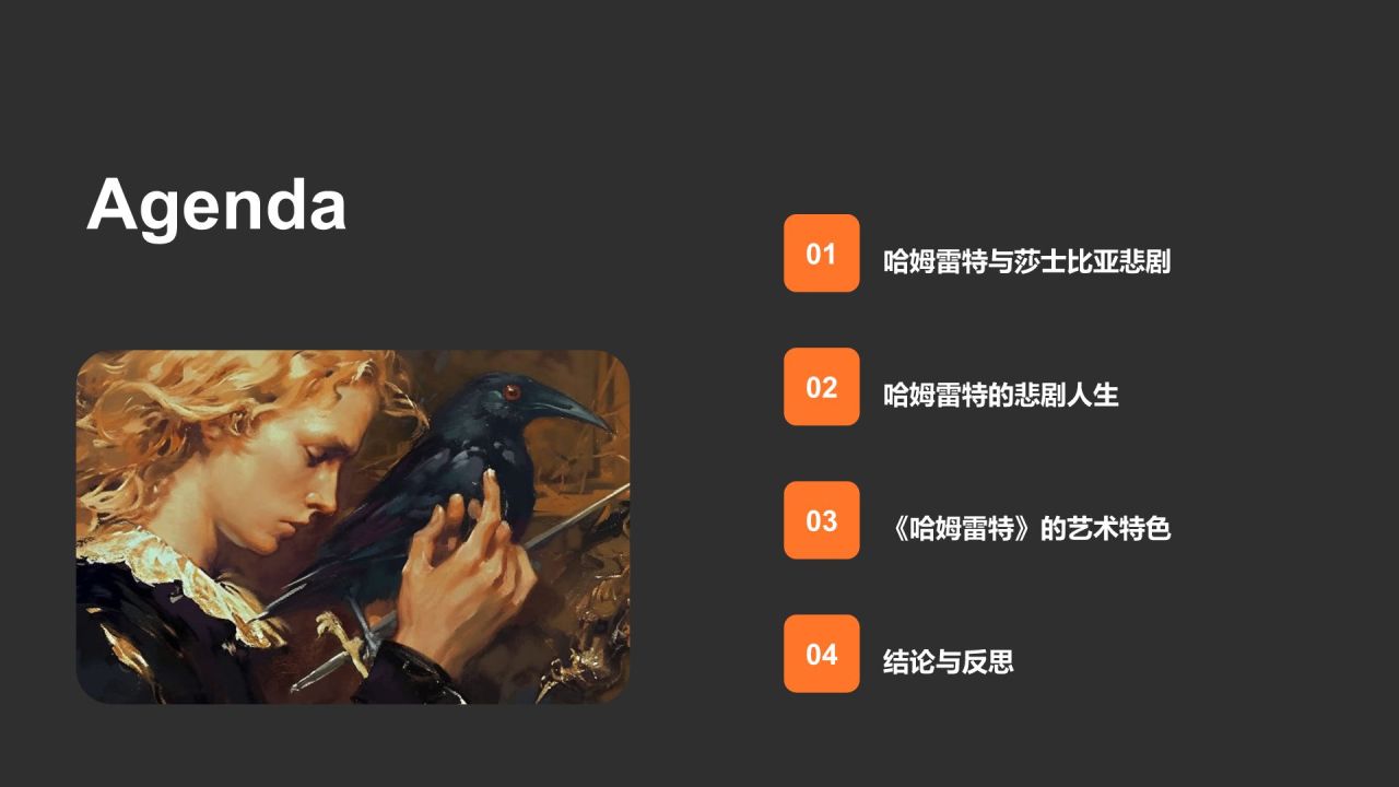 橙色插画风《哈姆雷特》读书笔记PPT模板