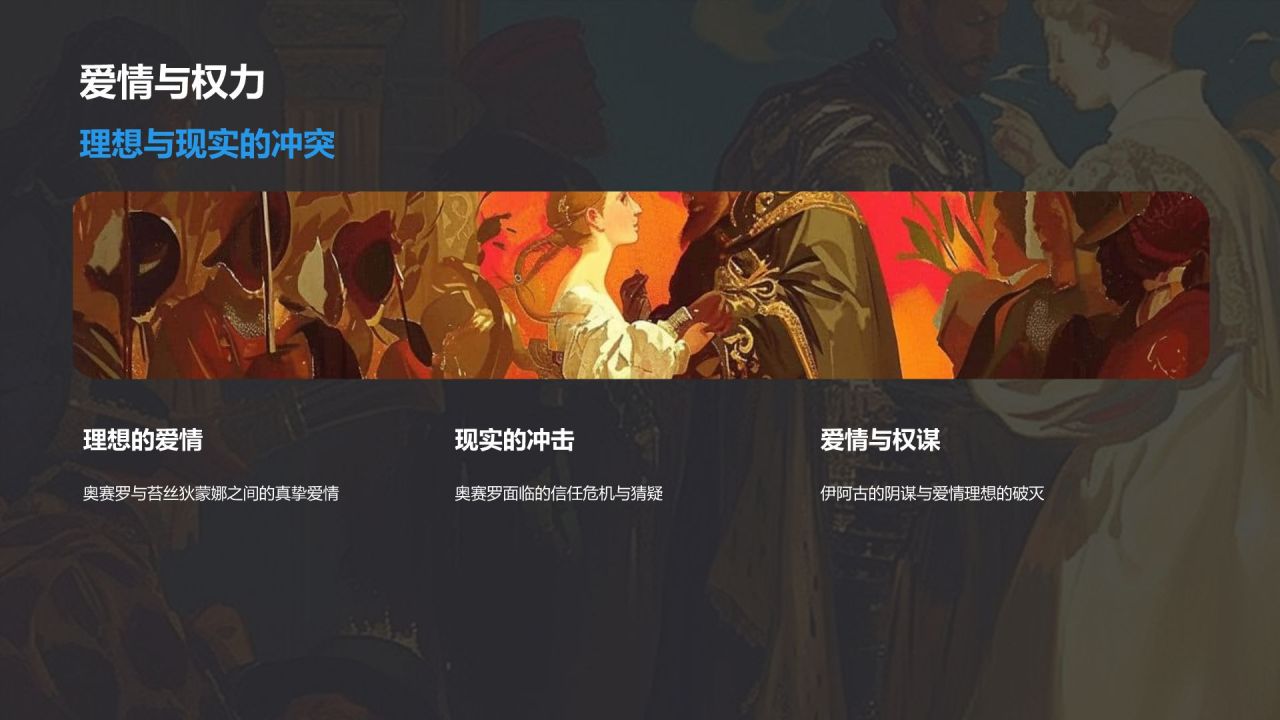 蓝色插画风《奥赛罗》读书笔记PPT模板
