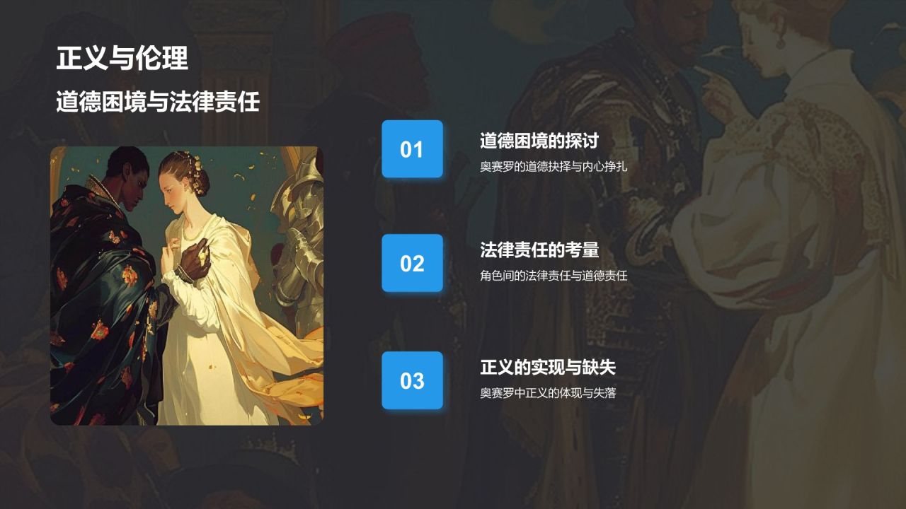 蓝色插画风《奥赛罗》读书笔记PPT模板