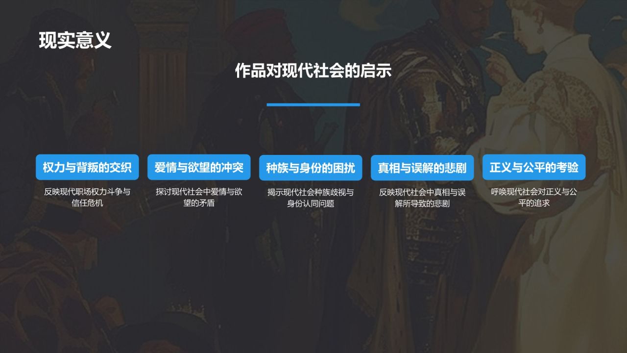 蓝色插画风《奥赛罗》读书笔记PPT模板