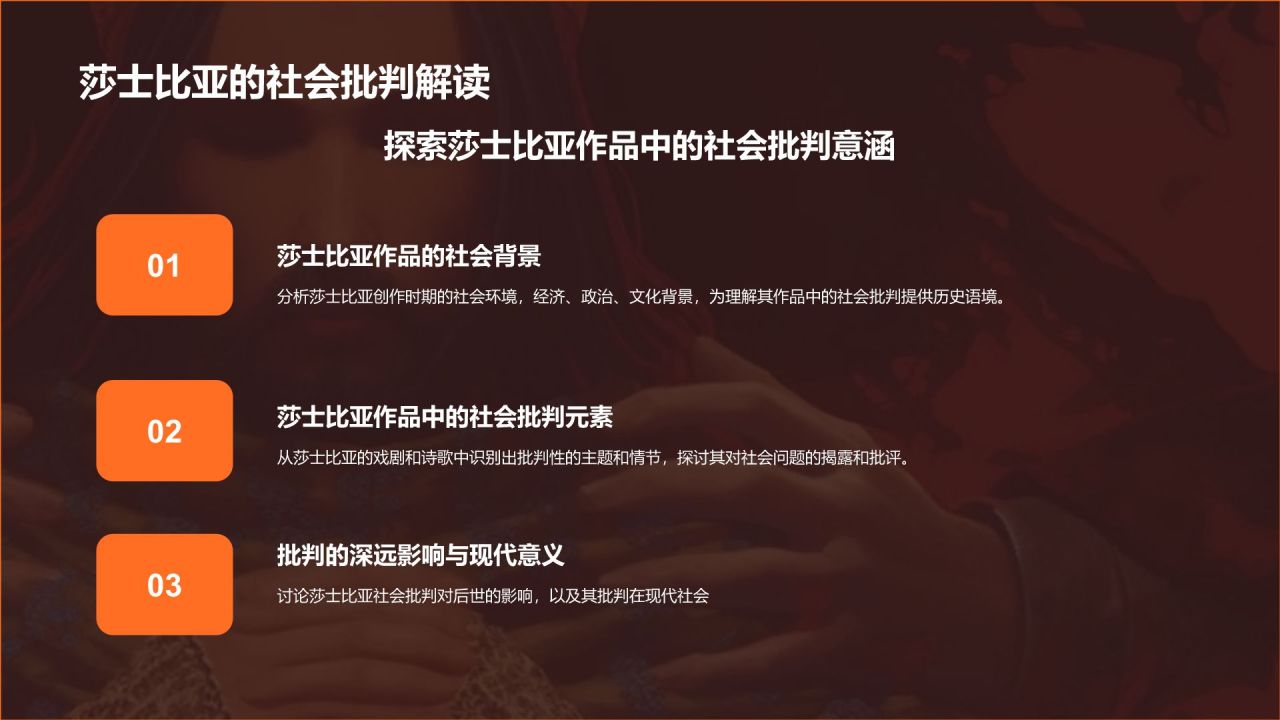 橙色插画风《李尔王》读书笔记PPT模板