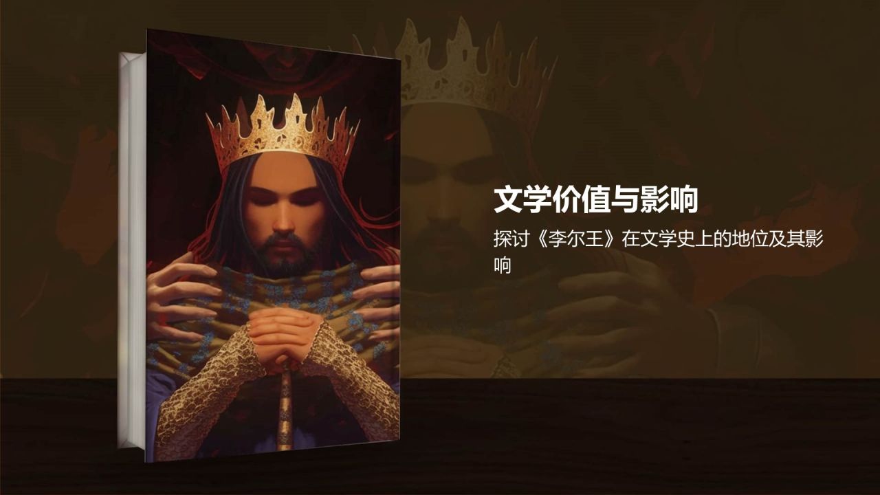 橙色插画风《李尔王》读书笔记PPT模板