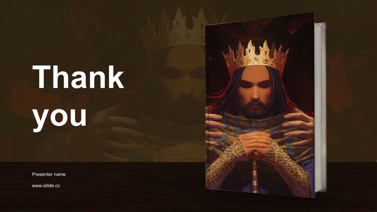 橙色插画风《李尔王》读书笔记PPT模板