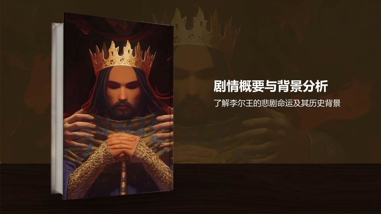 橙色插画风《李尔王》读书笔记PPT模板