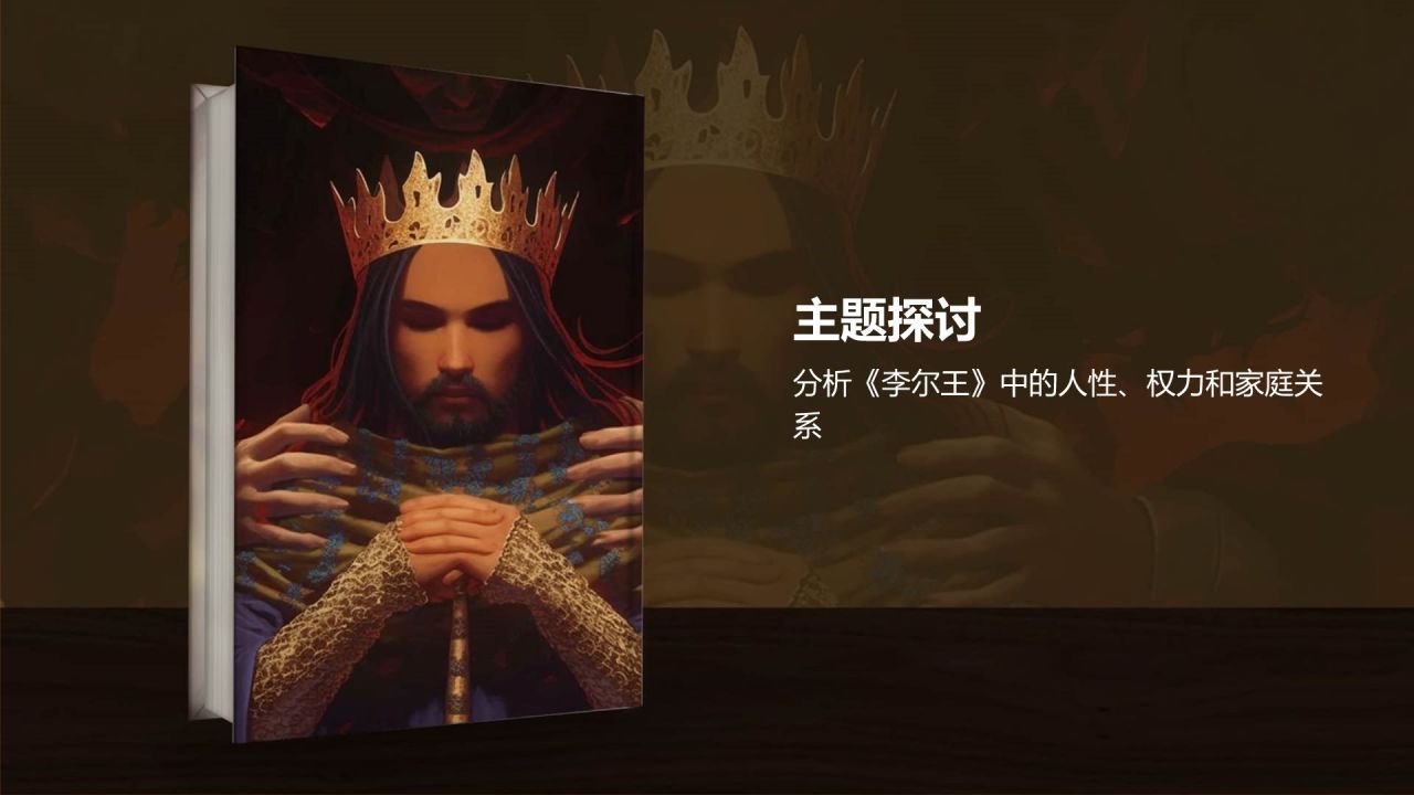 橙色插画风《李尔王》读书笔记PPT模板