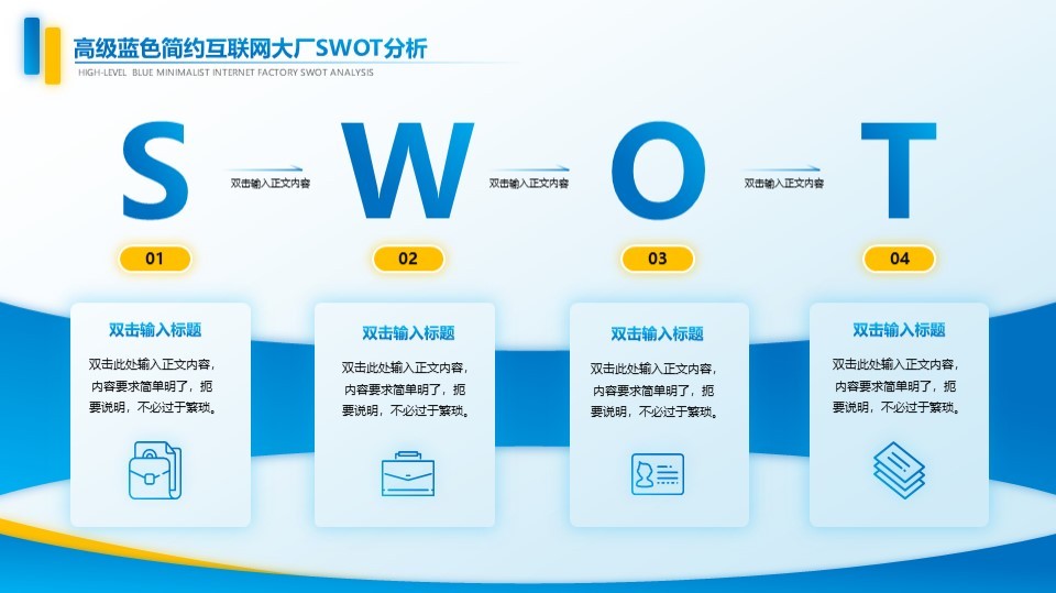 高级蓝色简约互联网大厂SWOT分析