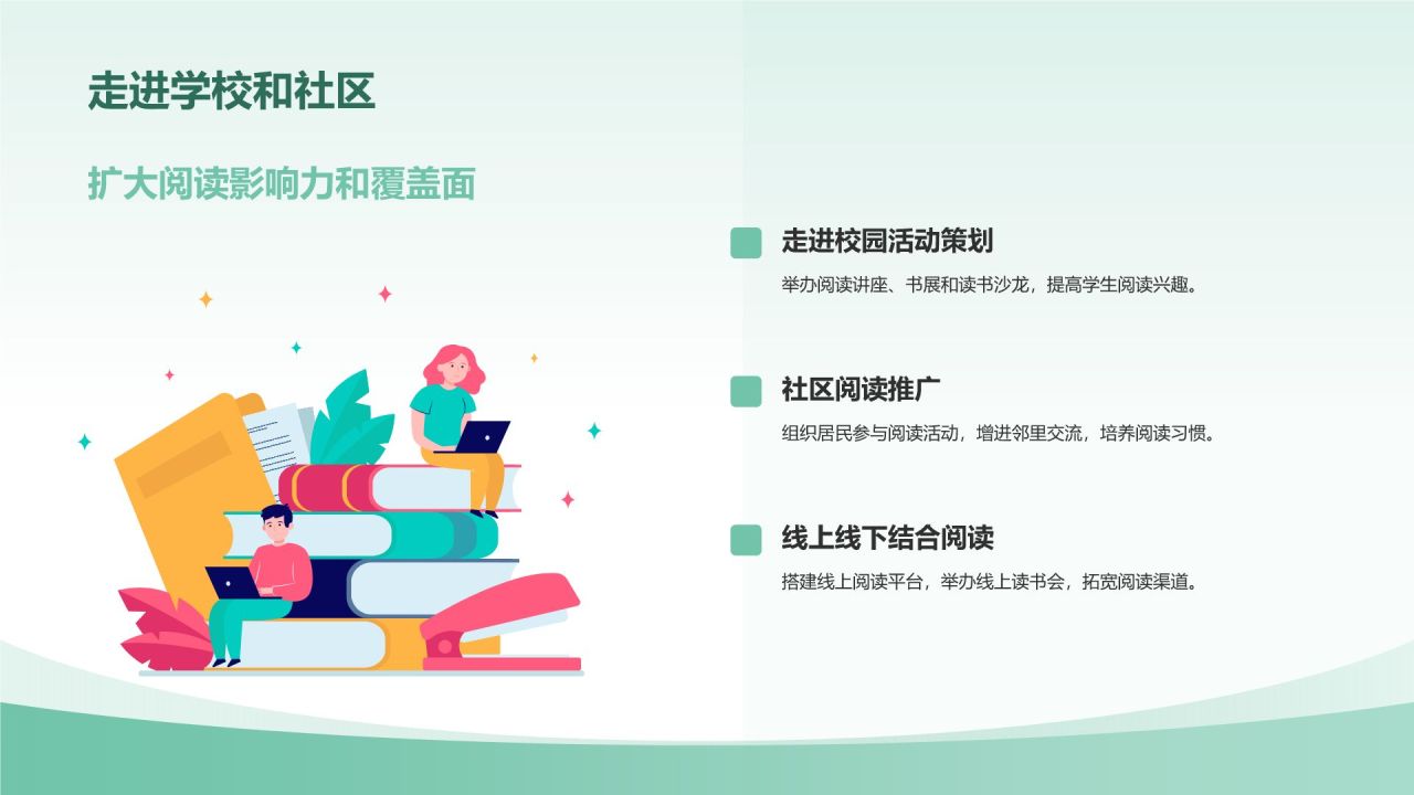 绿色插画风世界读书日节日介绍PPT模板