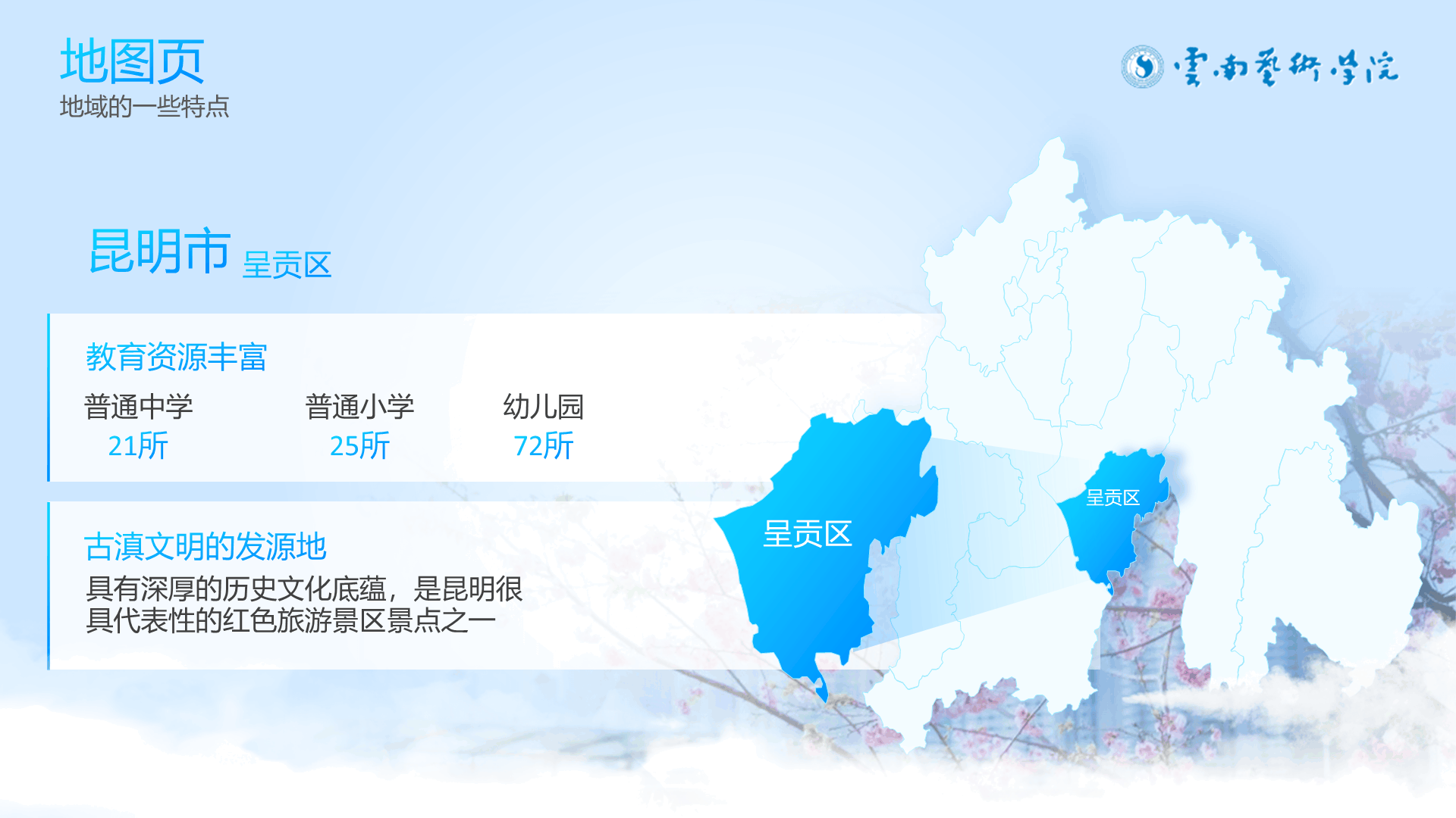 蓝白清新学术云南艺术学院通用PPT模板