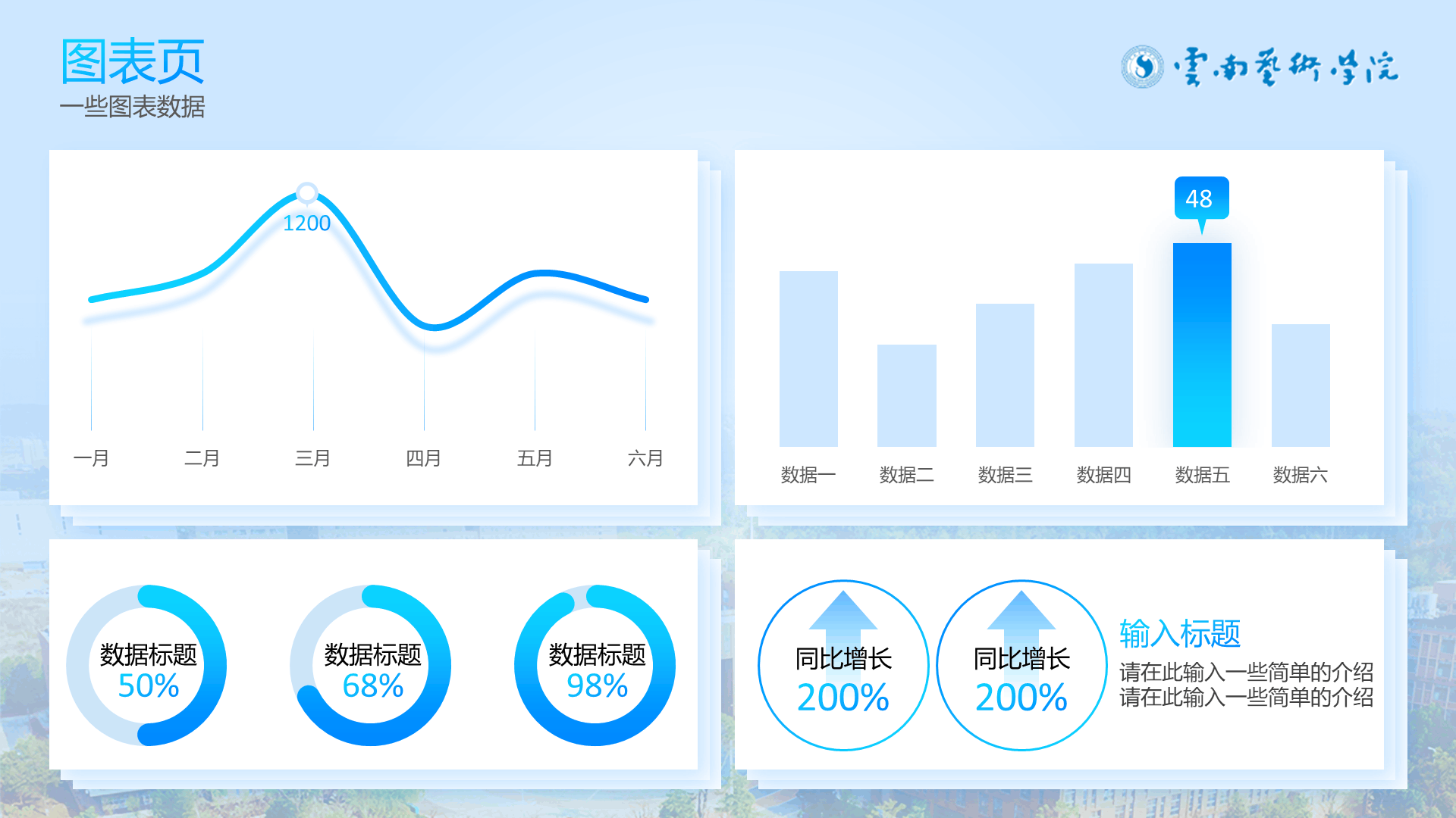 蓝白清新学术云南艺术学院通用PPT模板