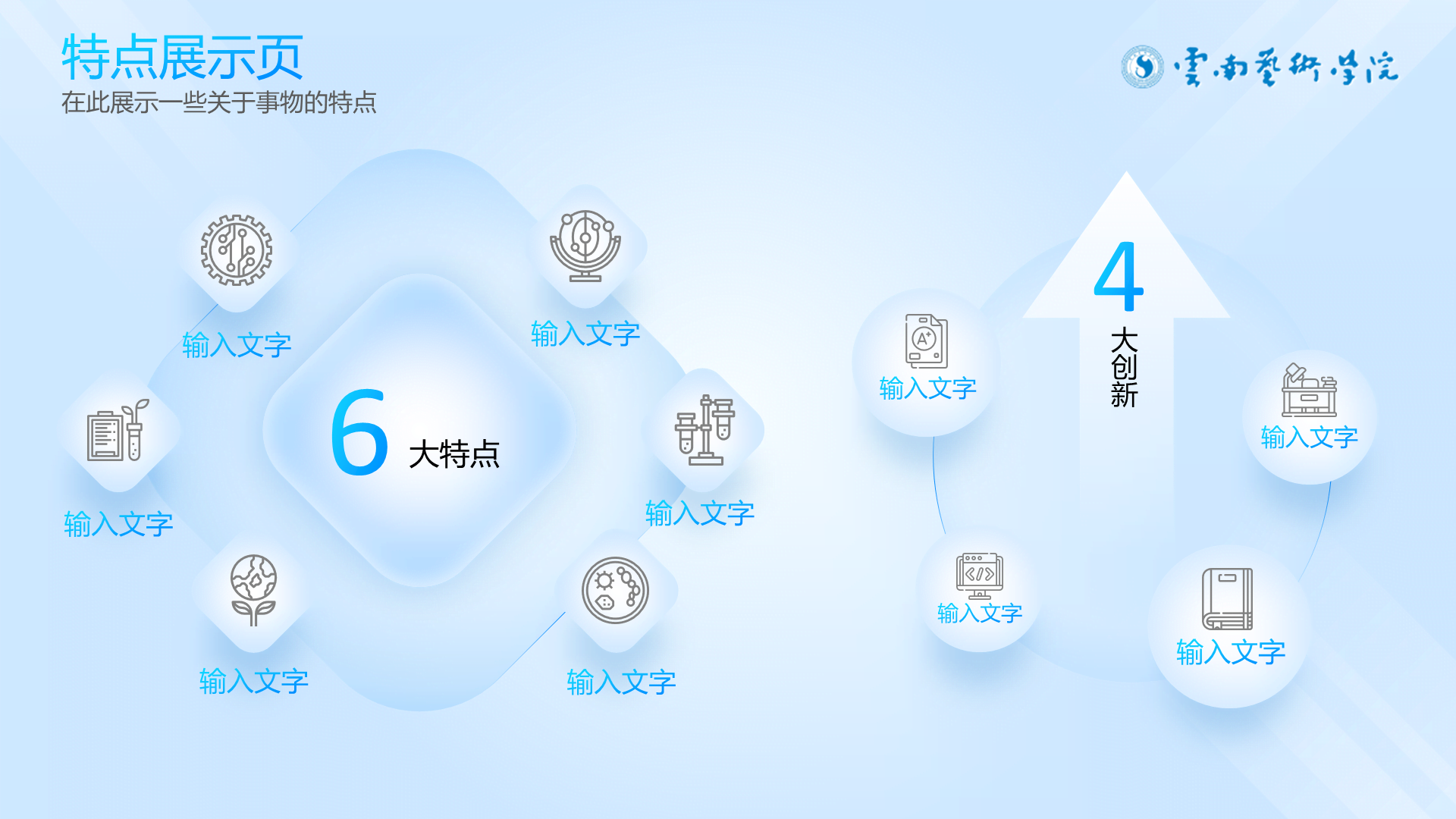 蓝白清新学术云南艺术学院通用PPT模板