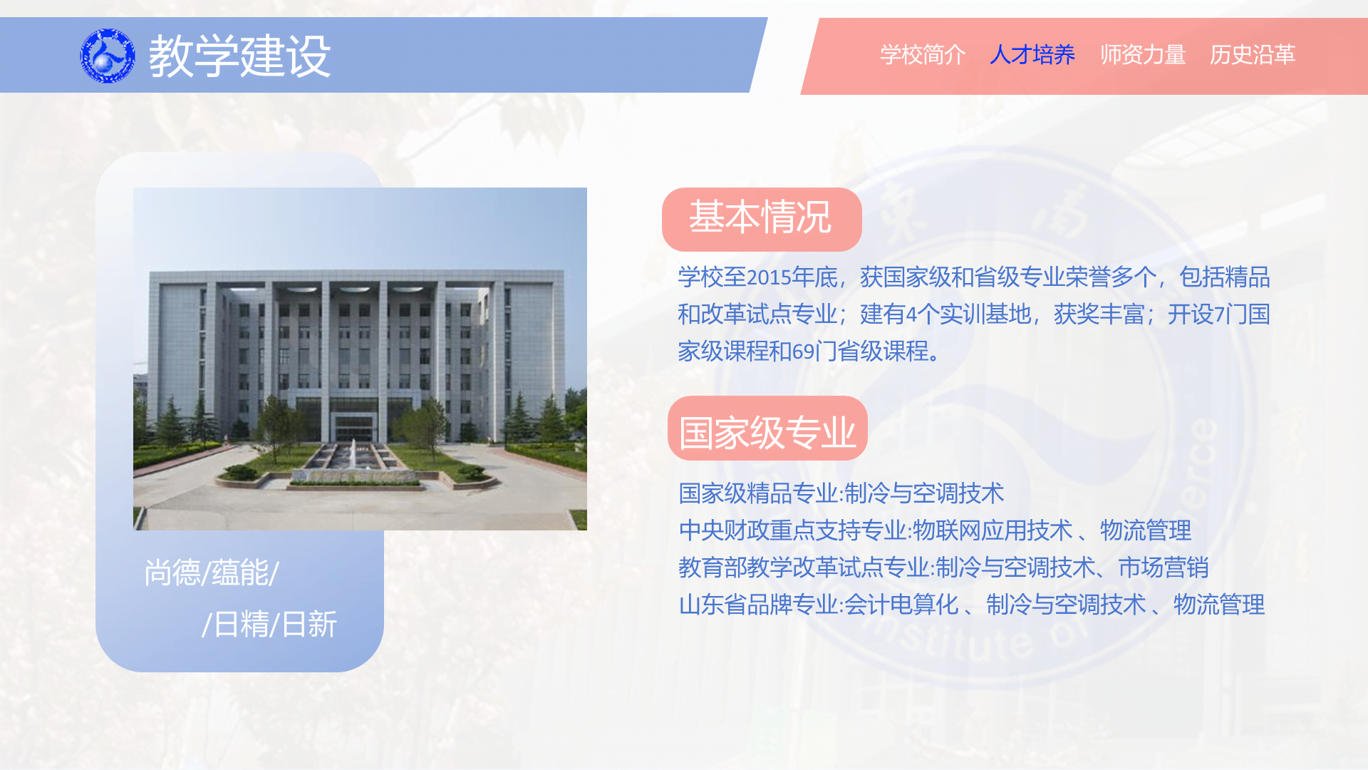 蓝色现代尚德蕴能日精日新PPT模板