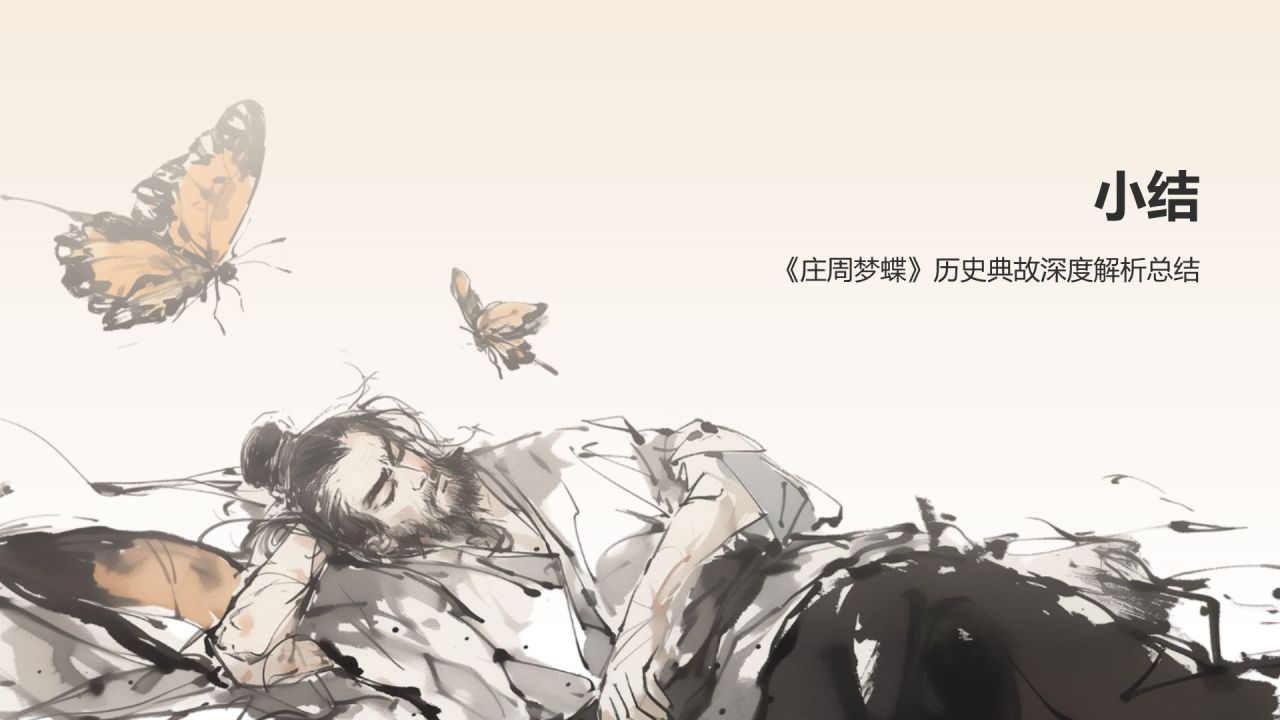 橙色水墨风庄周梦蝶-中华典故赏析PPT模板
