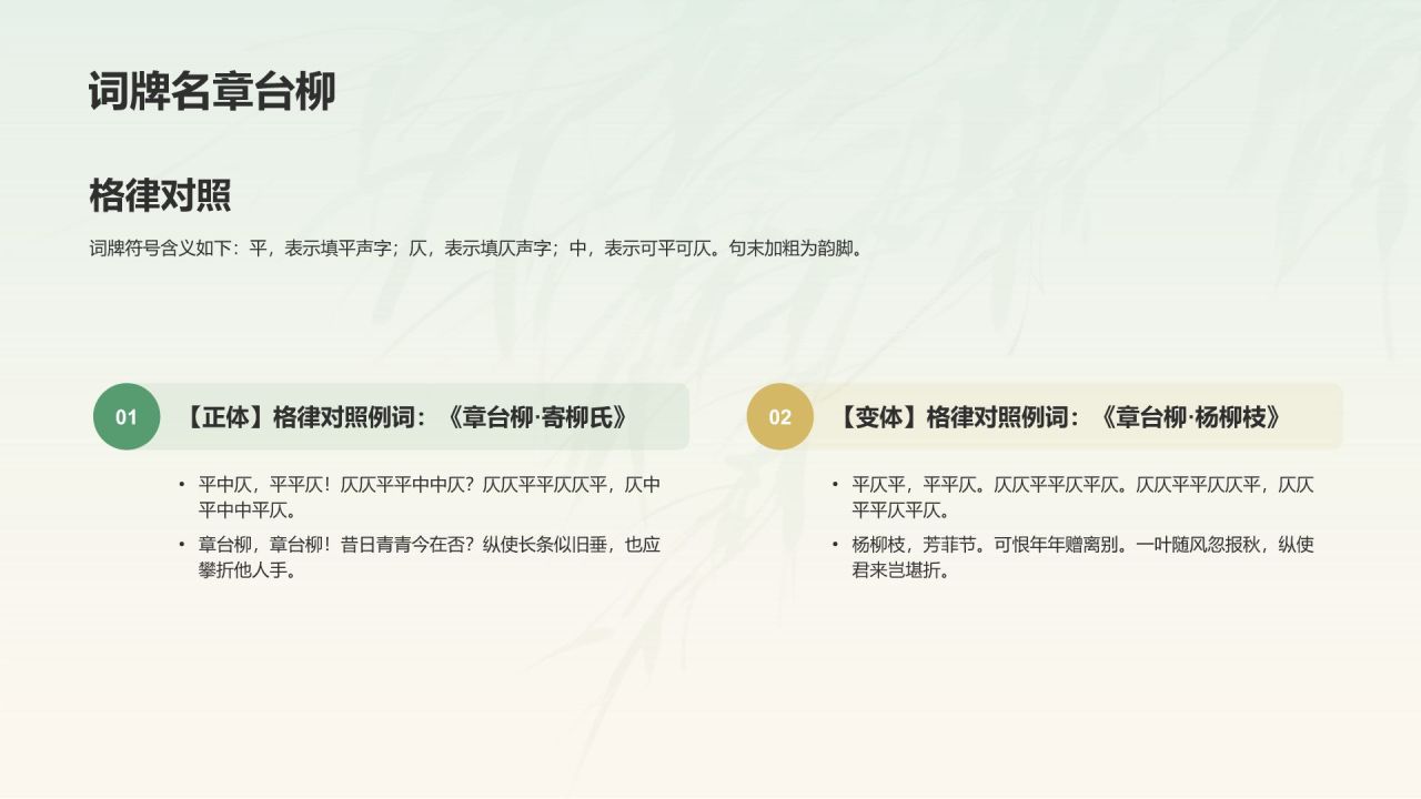 绿色水墨风章台柳典故赏析PPT模板