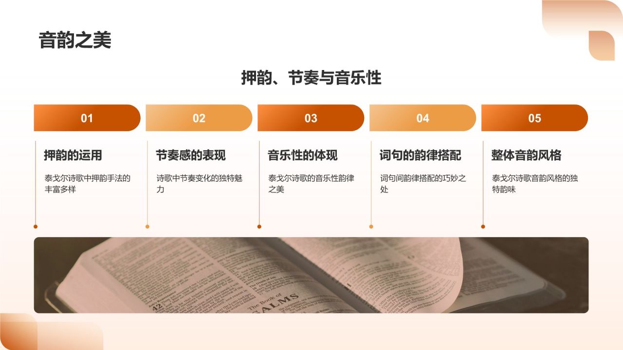 橙色摄影风《泰戈尔文选》读书笔记PPT模板