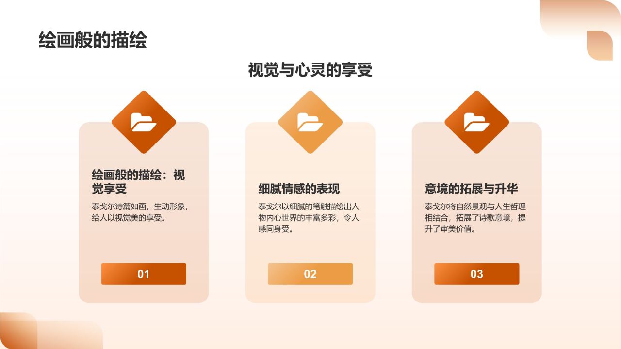 橙色摄影风《泰戈尔文选》读书笔记PPT模板