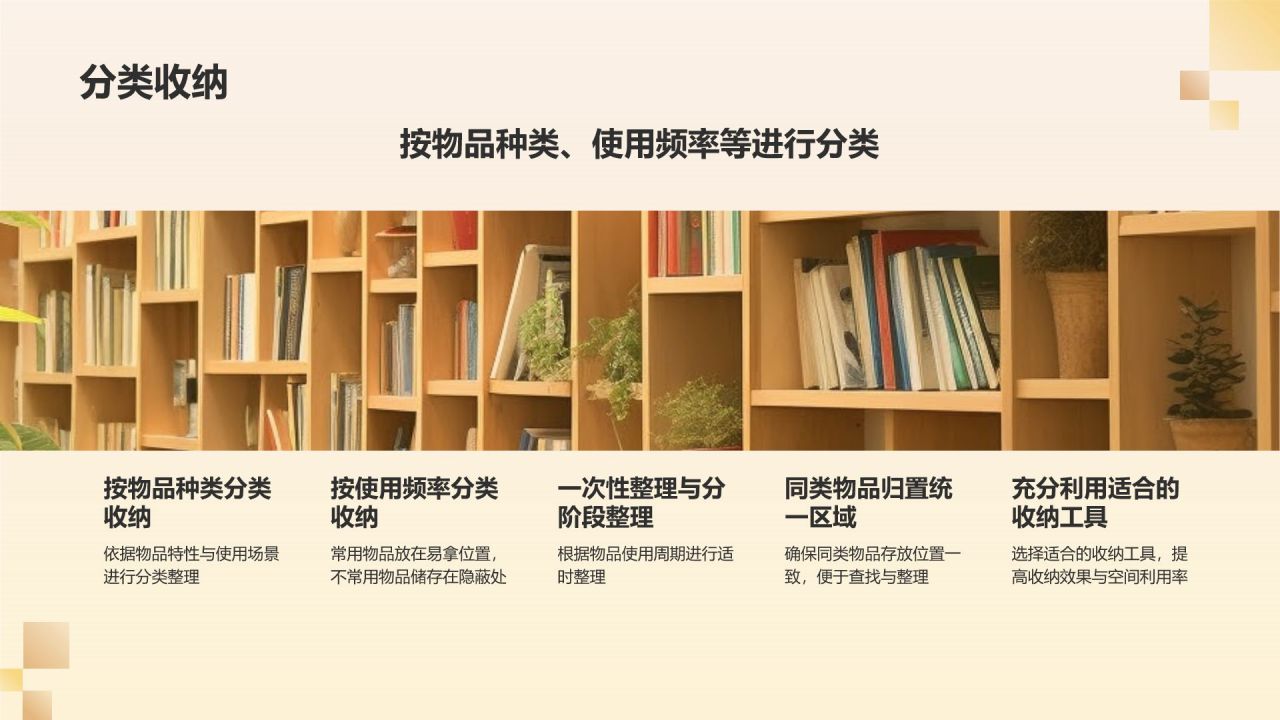 橙色摄影风家居收纳妙招PPT模板