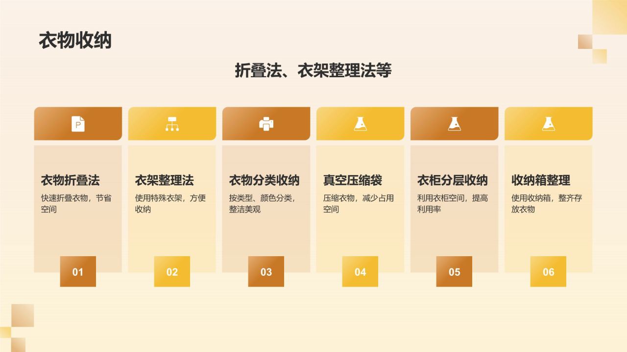橙色摄影风家居收纳妙招PPT模板