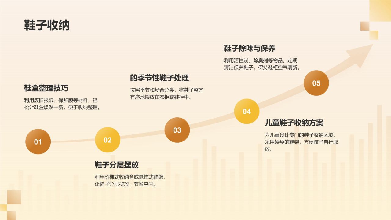 橙色摄影风家居收纳妙招PPT模板
