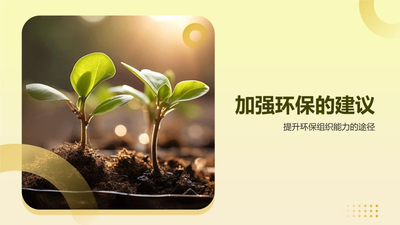黄色商务风环保公益组织的作用与挑战PPT模板