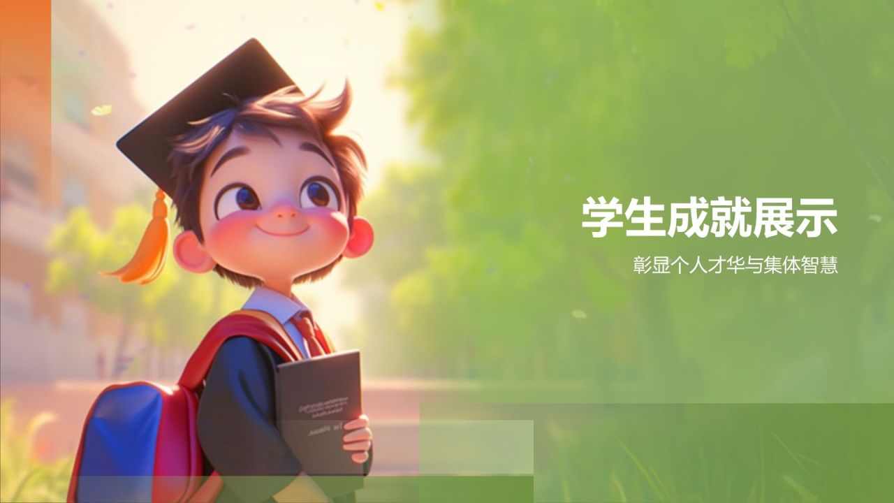绿色插画风毕业典礼PPT模板
