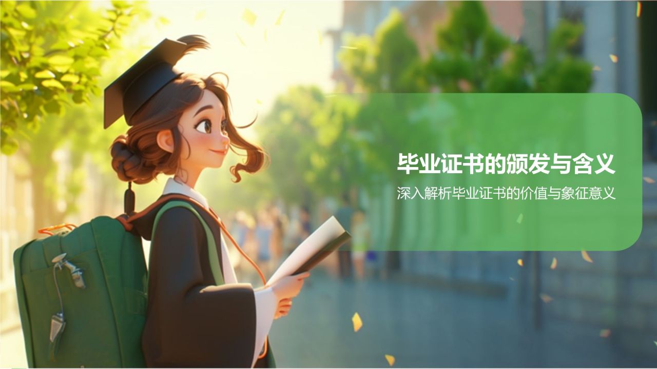 绿色插画风毕业典礼PPT模板