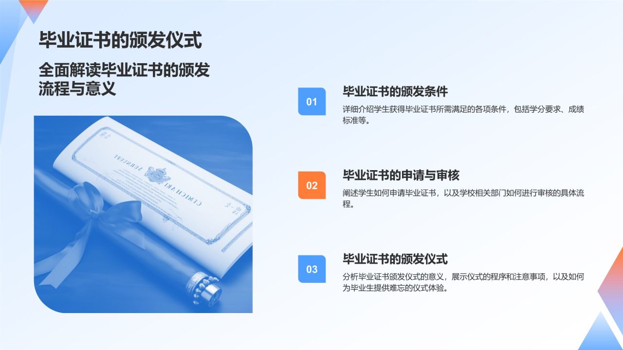 蓝色3D风毕业典礼PPT模板