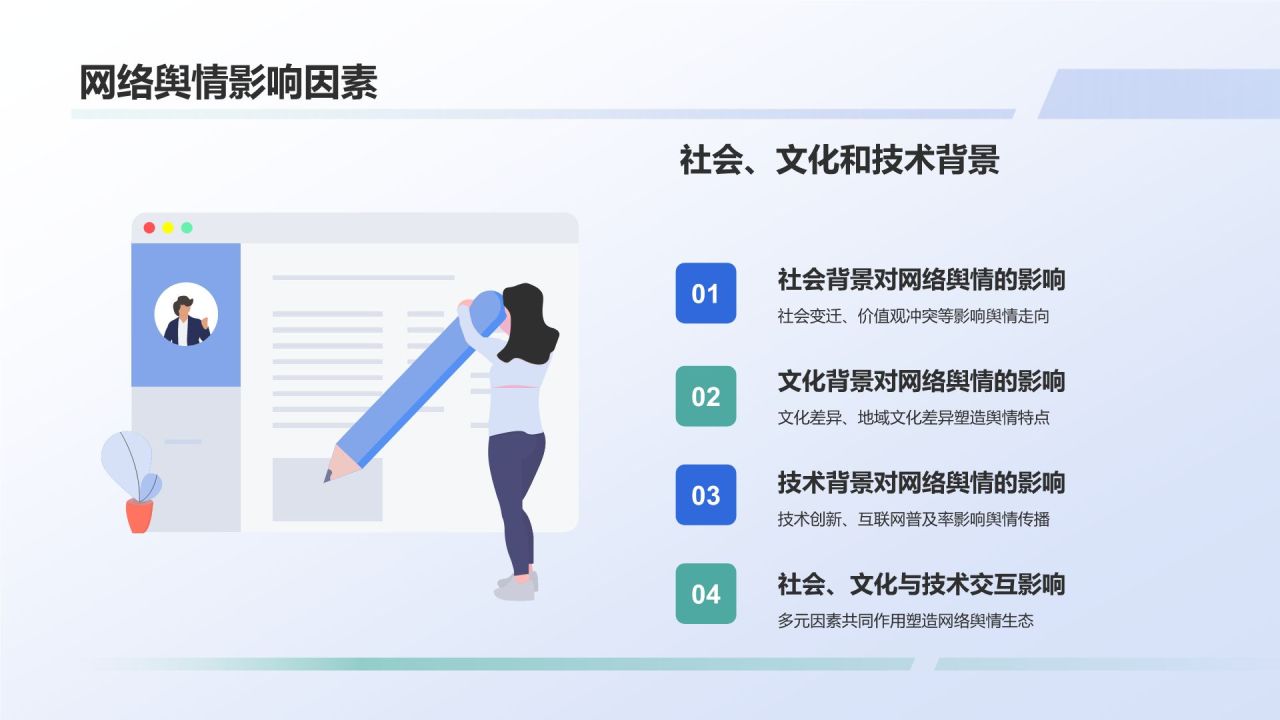 蓝色插画风网络舆情管理培训PPT模板