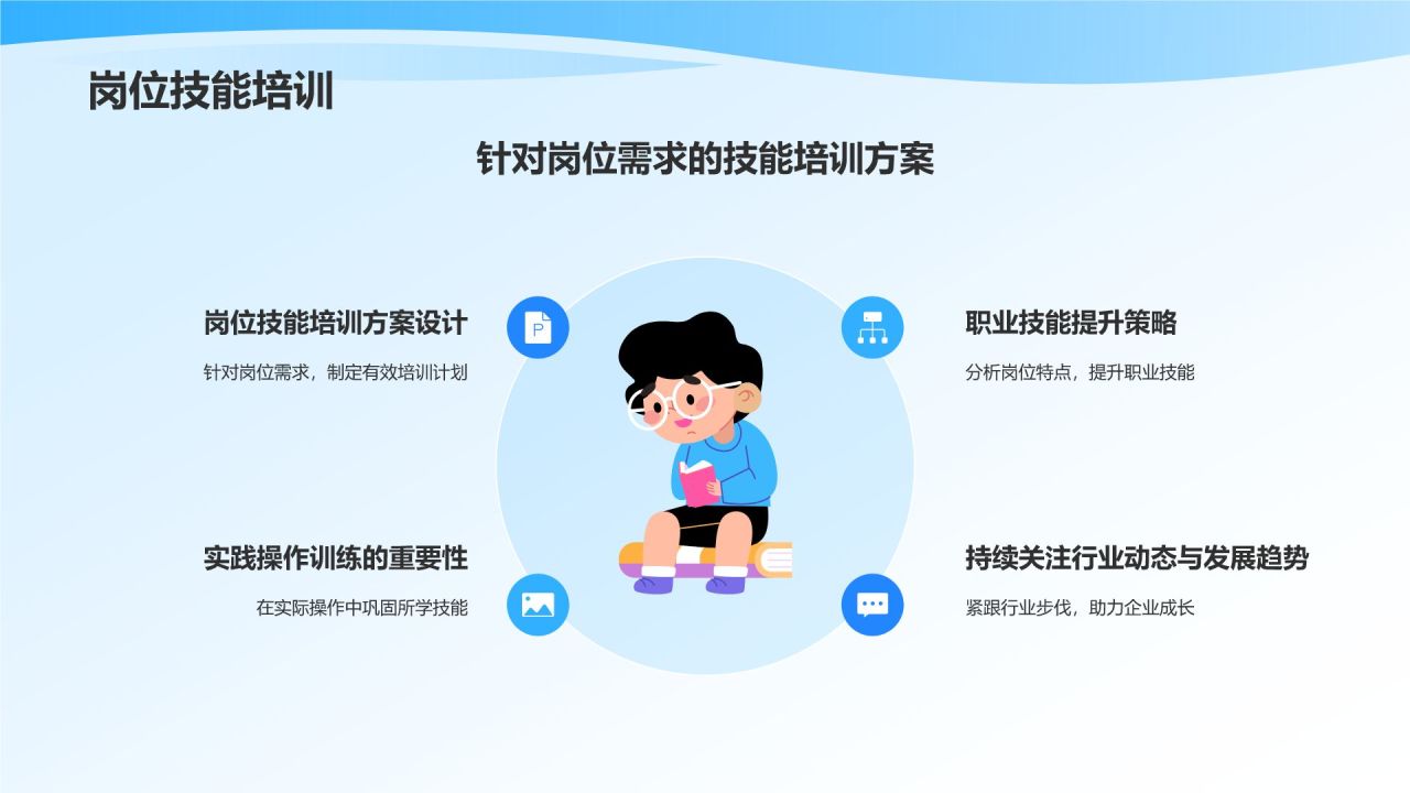 蓝色手绘风教育培训助力企业成长PPT模板