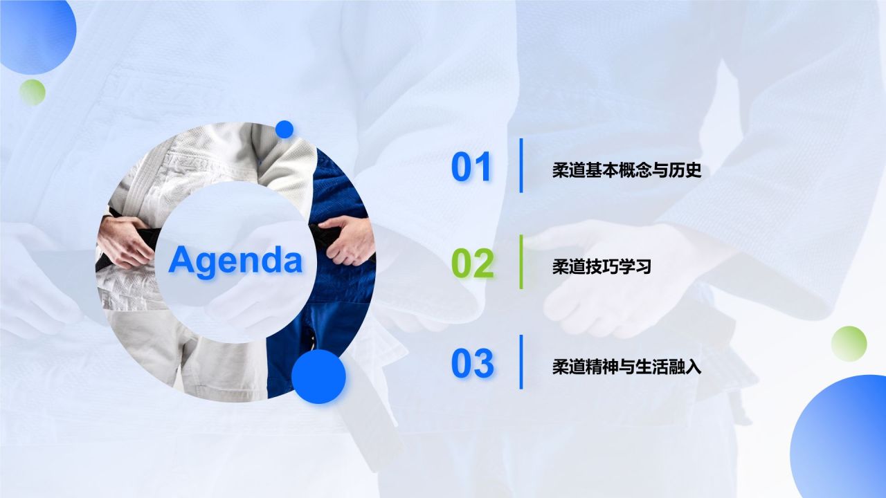 蓝色商务风柔道培训课程训练PPT模板