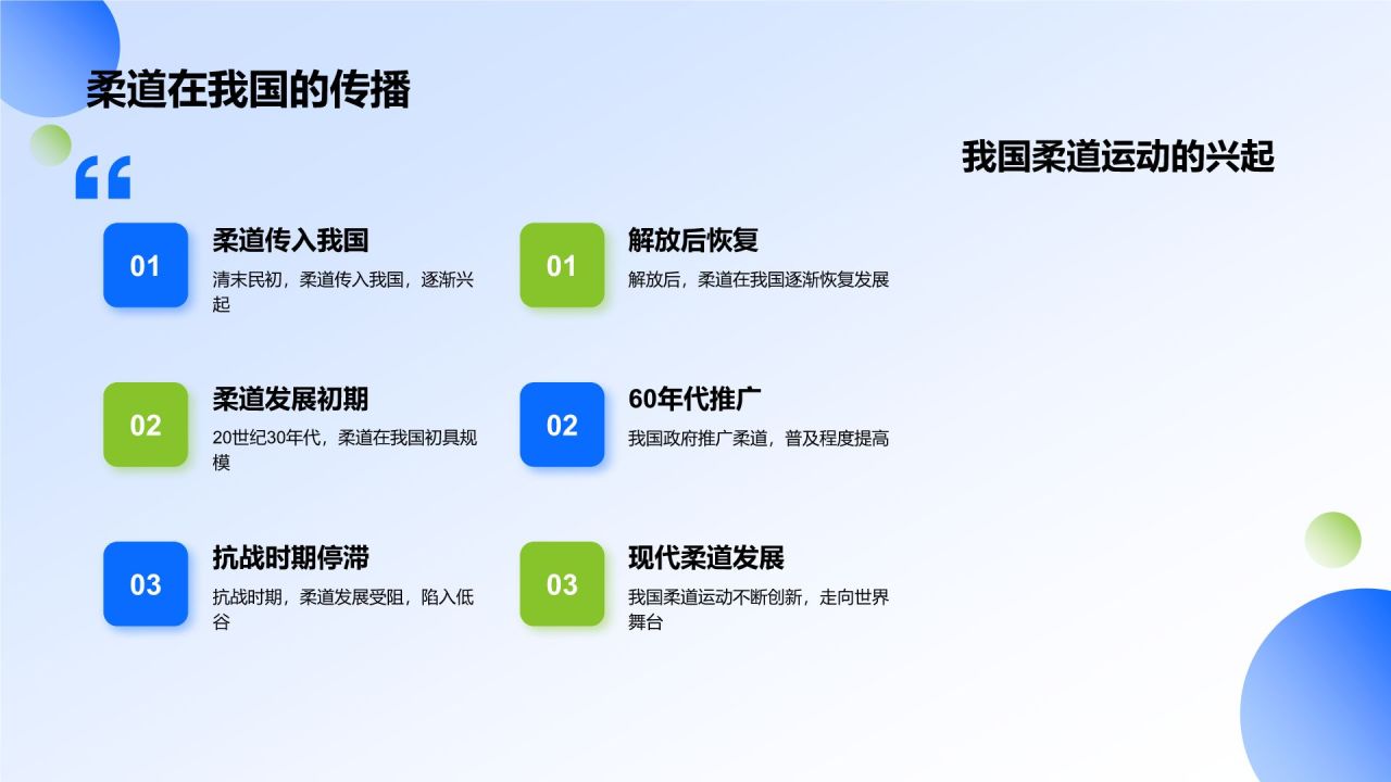 蓝色商务风柔道培训课程训练PPT模板