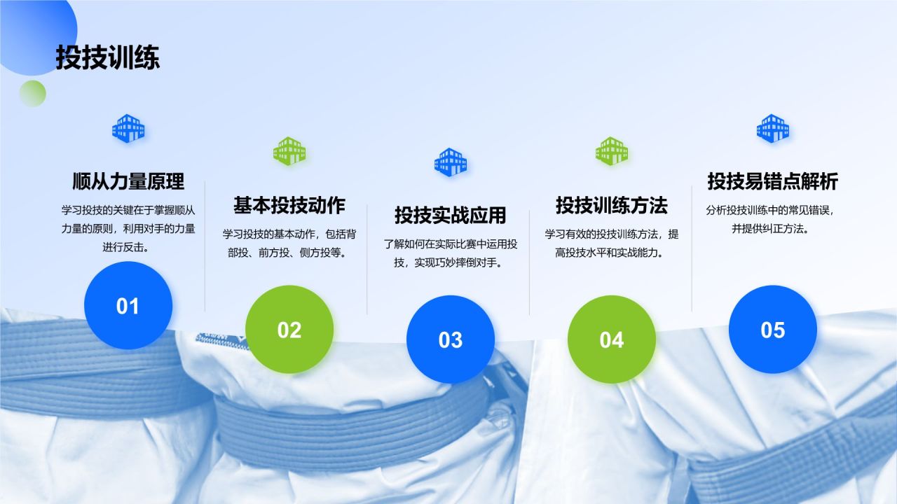 蓝色商务风柔道培训课程训练PPT模板