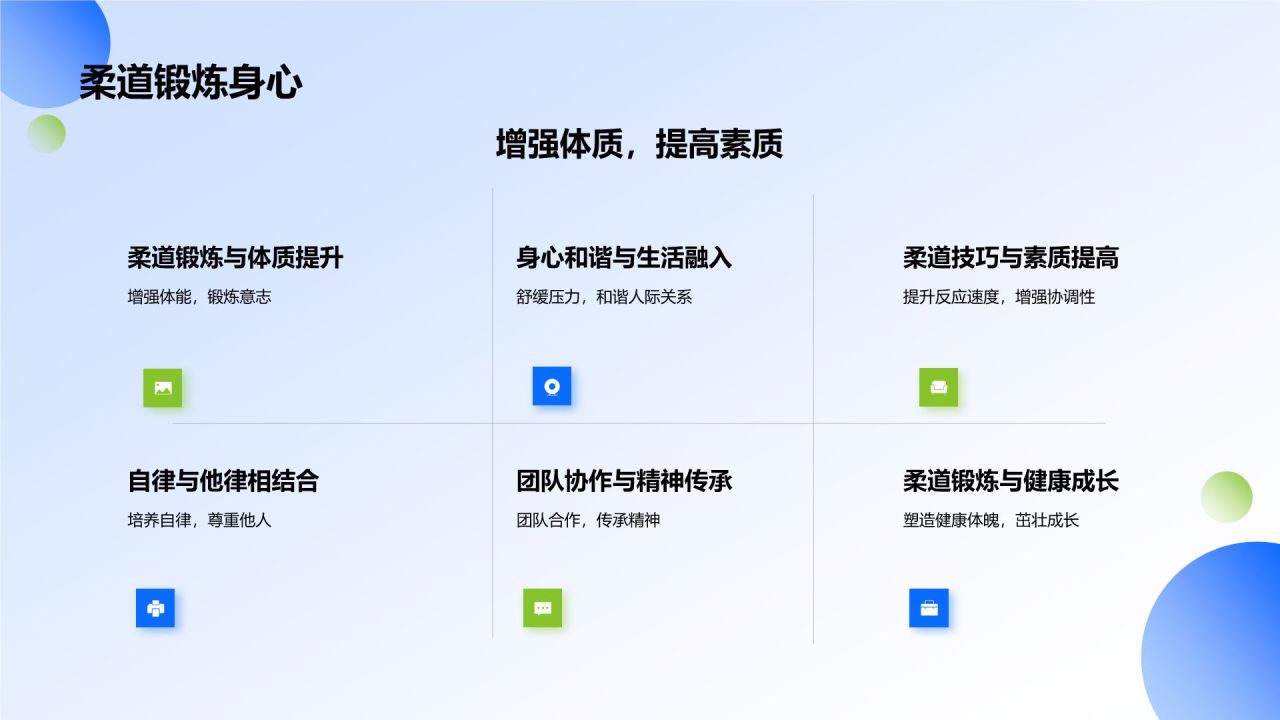 蓝色商务风柔道培训课程训练PPT模板