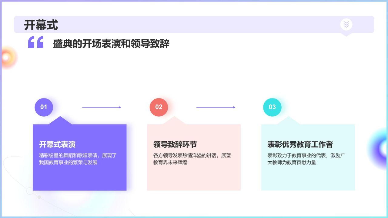 紫色渐变风教育界年度盛典PPT模板
