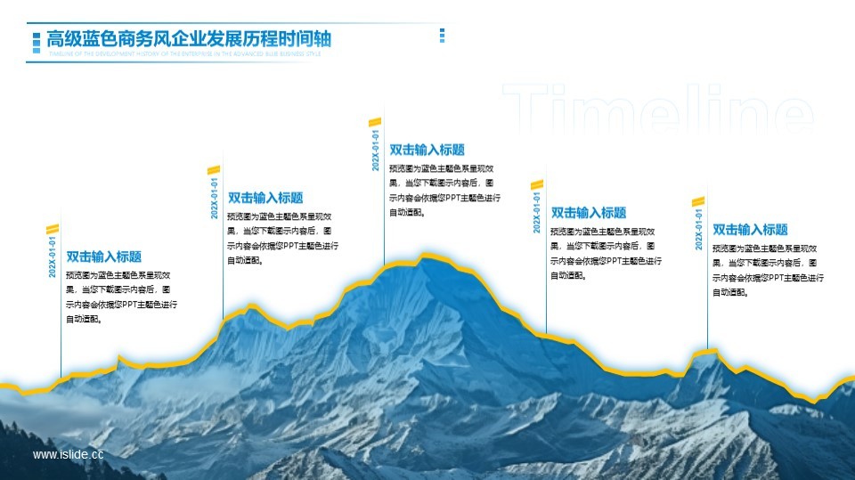 高级蓝色商务风企业发展历程时间轴