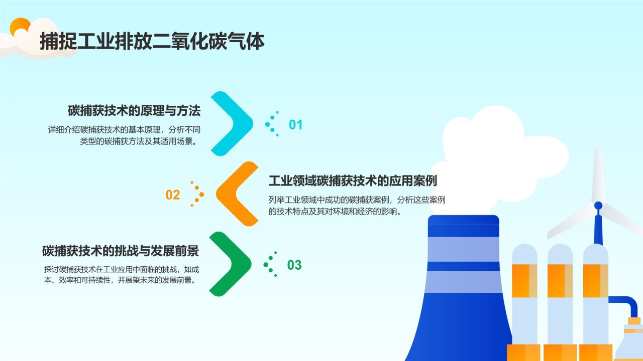 蓝色插画风电力行业碳排放与应对策略PPT模板