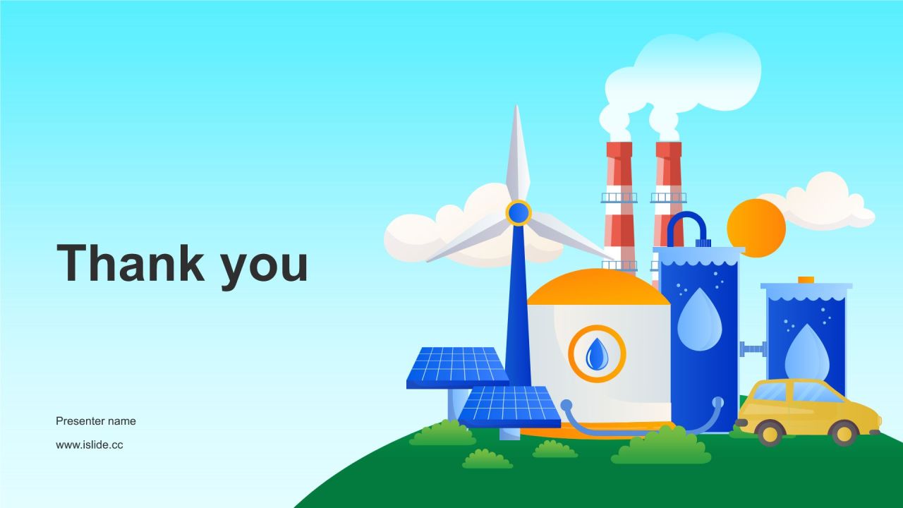 蓝色插画风电力行业碳排放与应对策略PPT模板