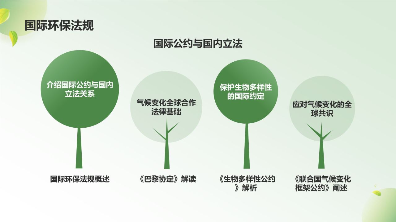 绿色3D风环保法律法规讲解PPT模板