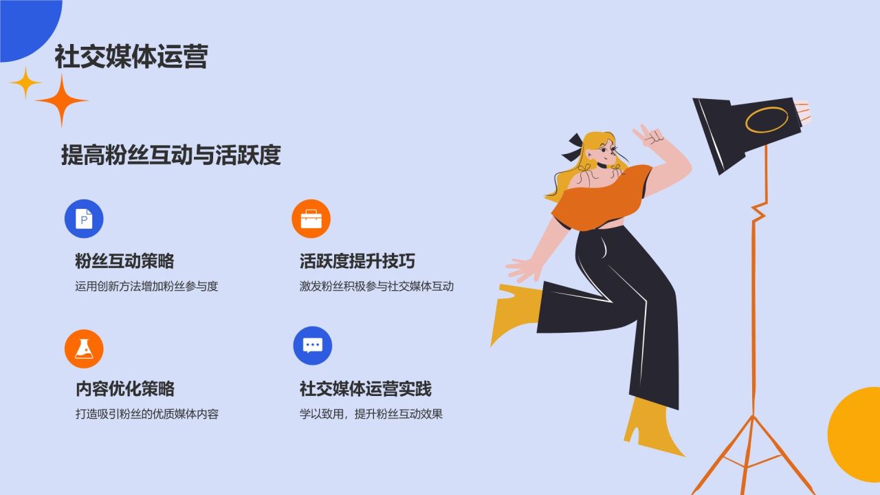 蓝色插画风媒体创意策划课程PPT模板