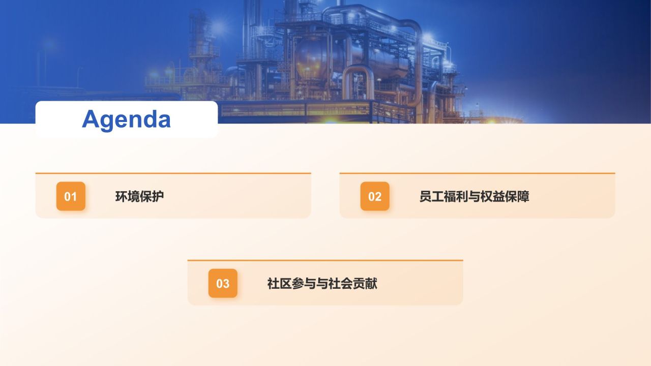 蓝色摄影风石油化工行业社会责任研究PPT模板