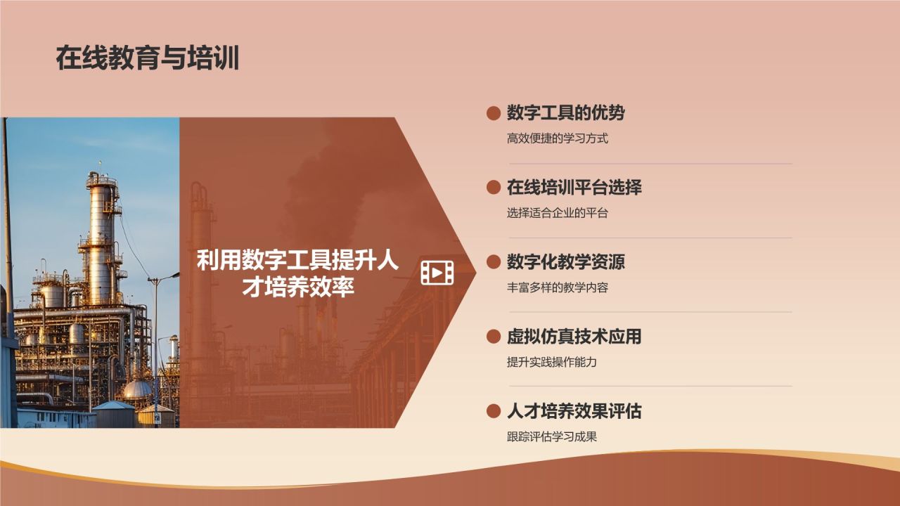 橙色摄影风石化行业人才培养与发展PPT模板