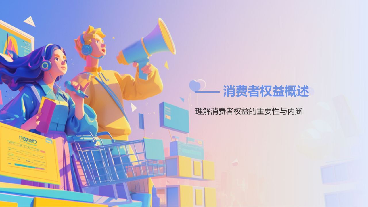 紫色插画风消费者权益知识科普PPT模板