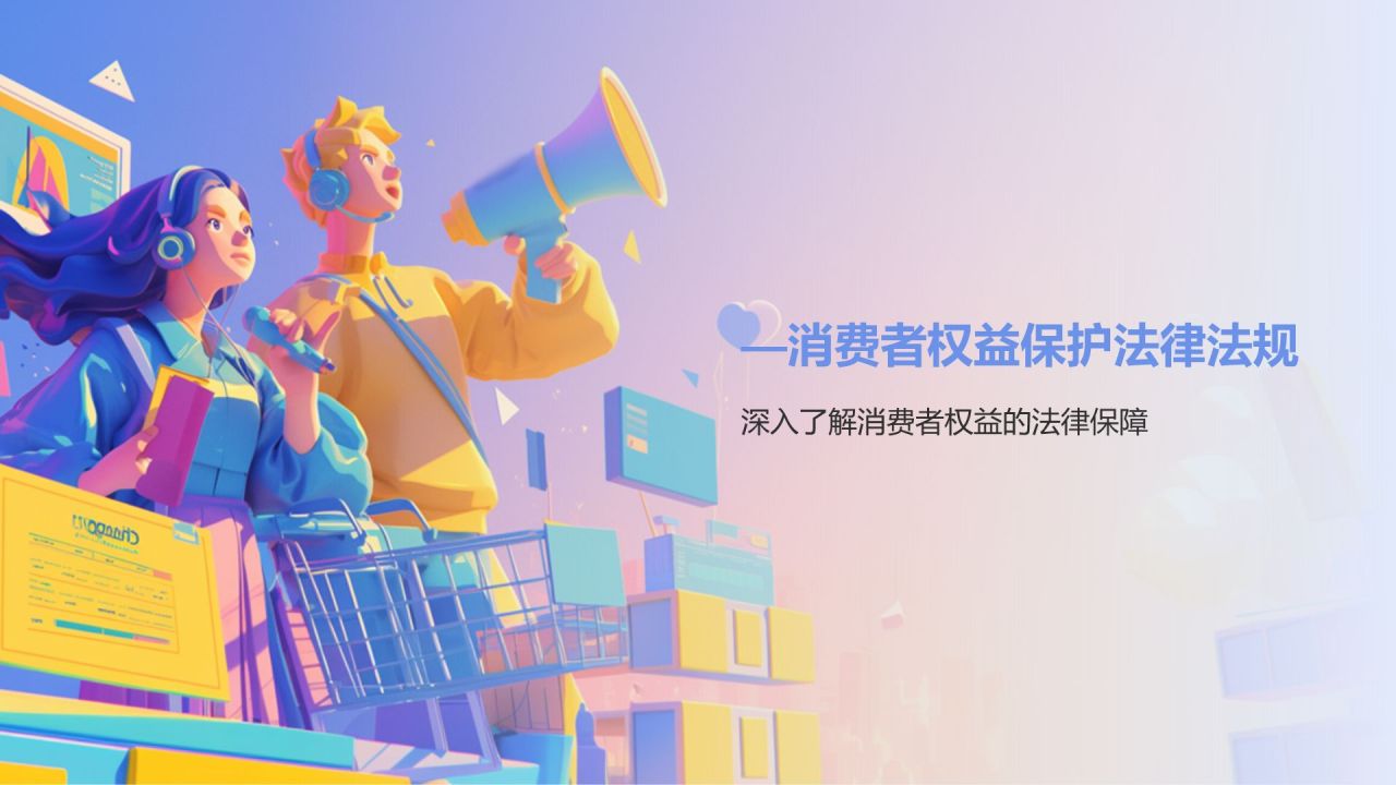 紫色插画风消费者权益知识科普PPT模板