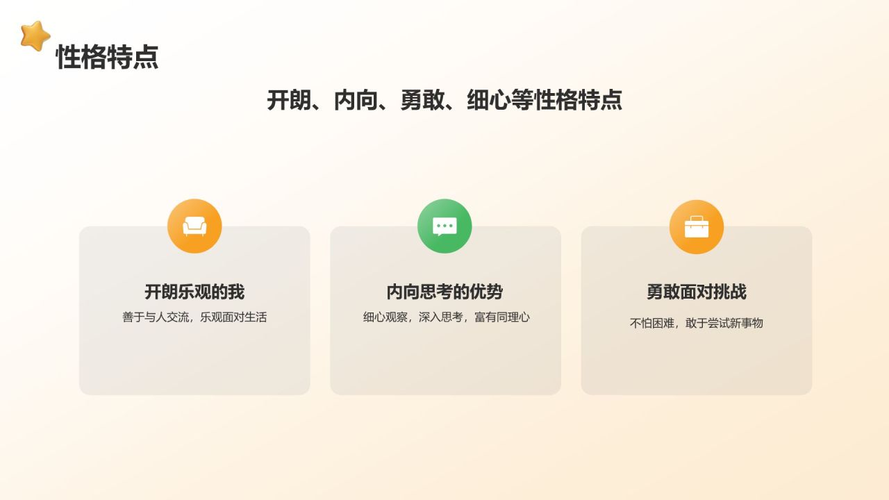 橙色3D风小学生个人简历自我介绍PPT模板