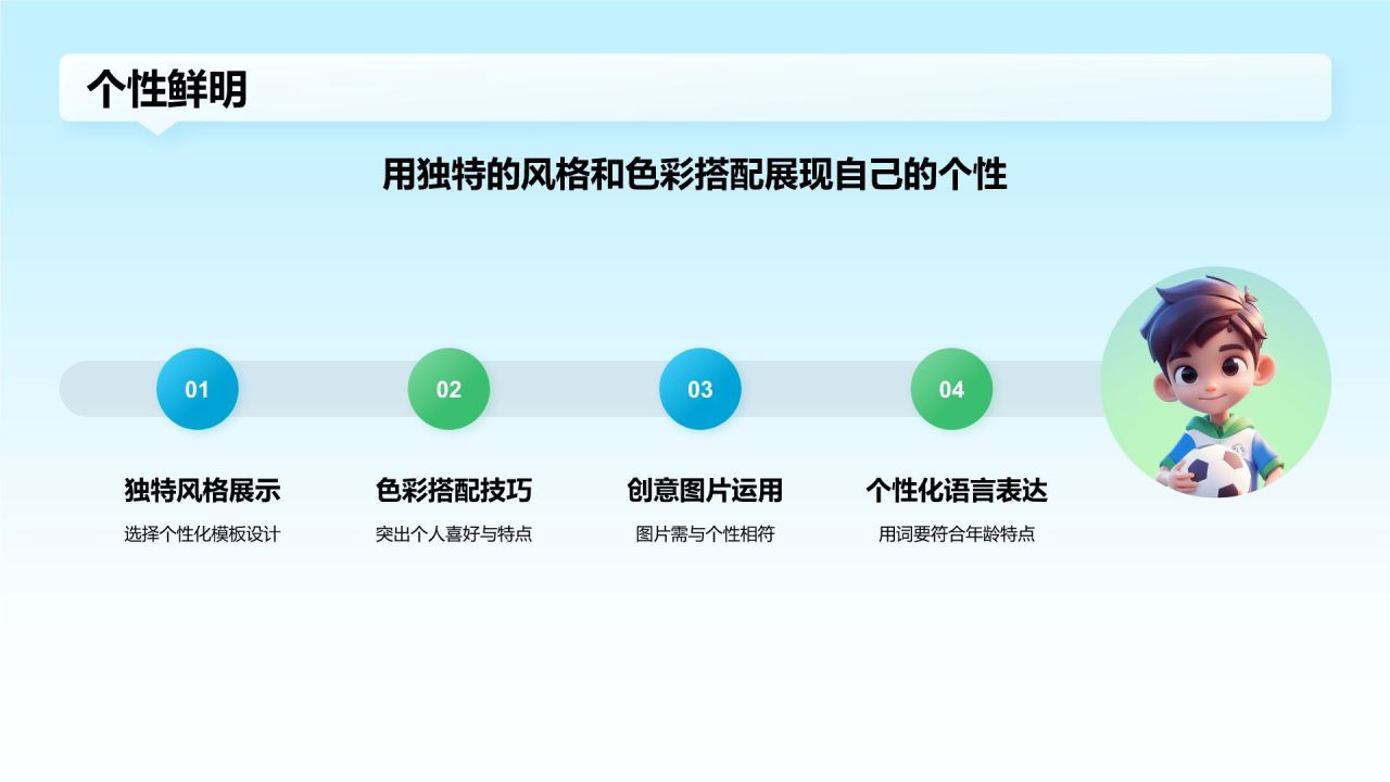 蓝色3D风小学生个人简历自我介绍PPT模板