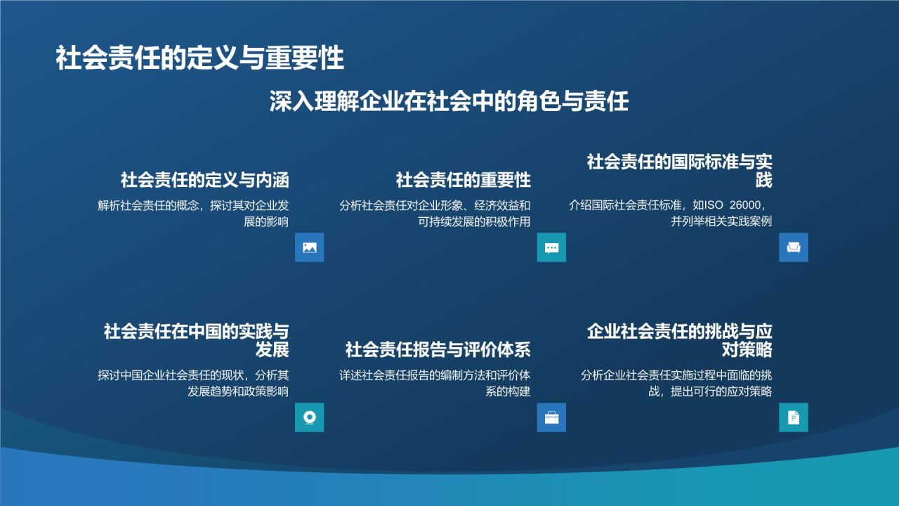 蓝色摄影风电力行业社会责任与可持续发展PPT模板