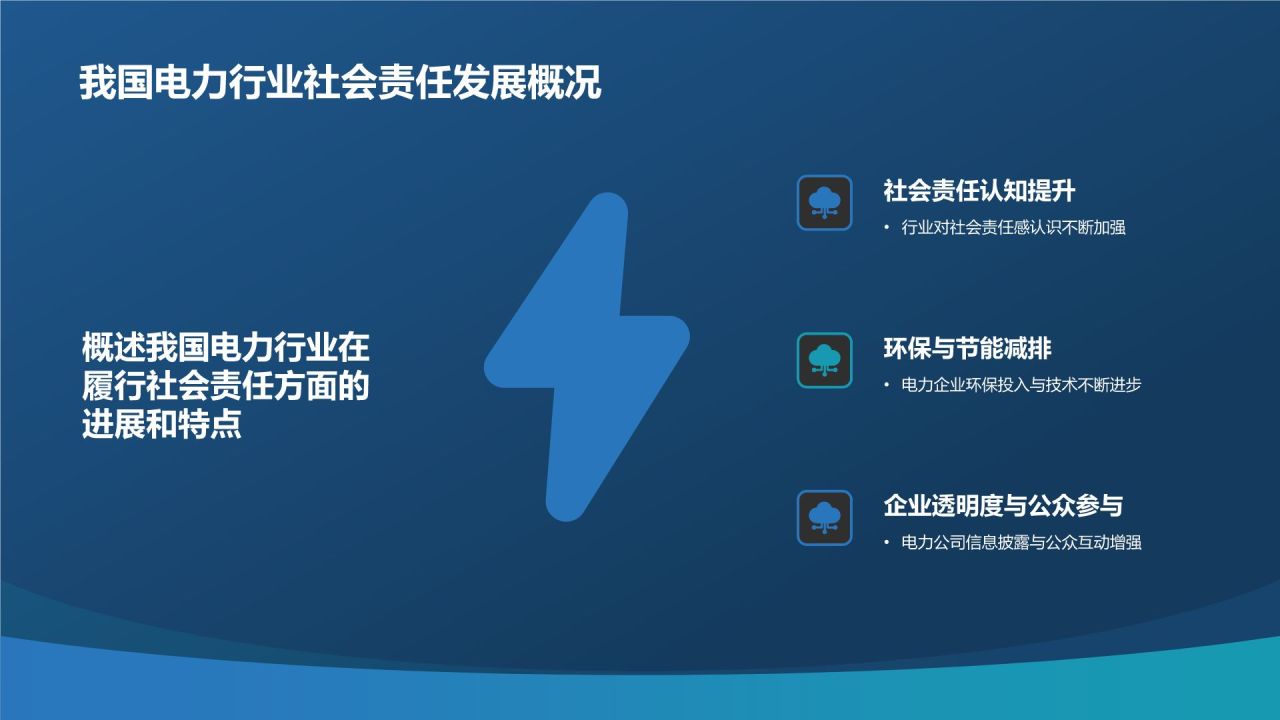 蓝色摄影风电力行业社会责任与可持续发展PPT模板