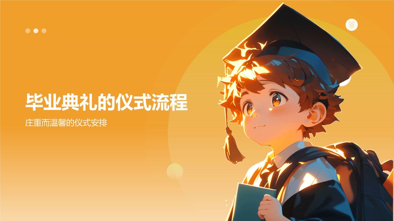 橙色插画风毕业典礼PPT模板