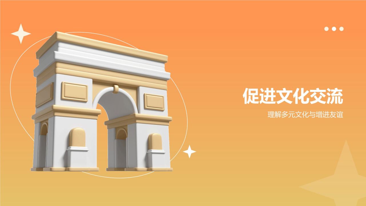 橙色3D风国际博物馆PPT模板