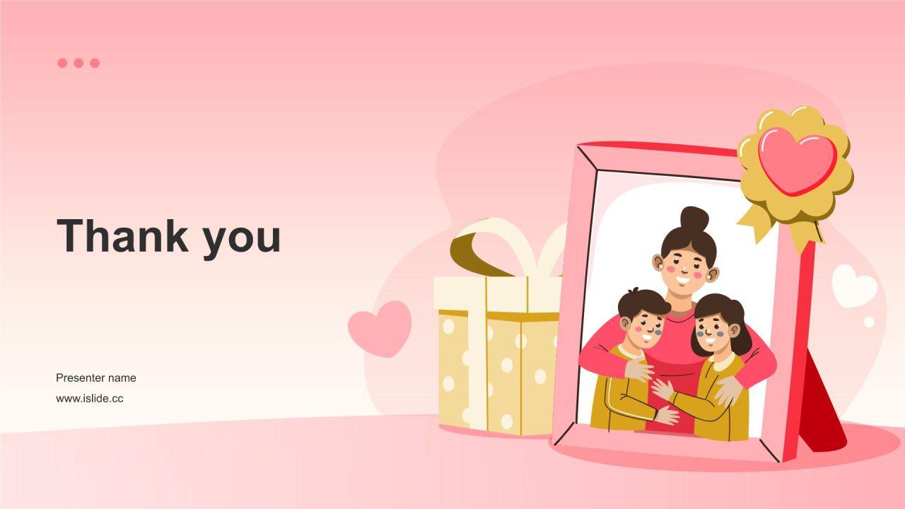 红色插画风母亲节PPT模板